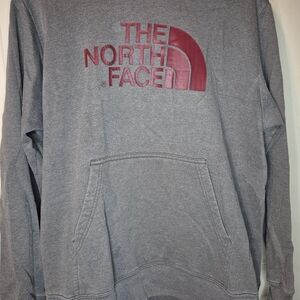 The North Face Gray Hoodie with Red Logo